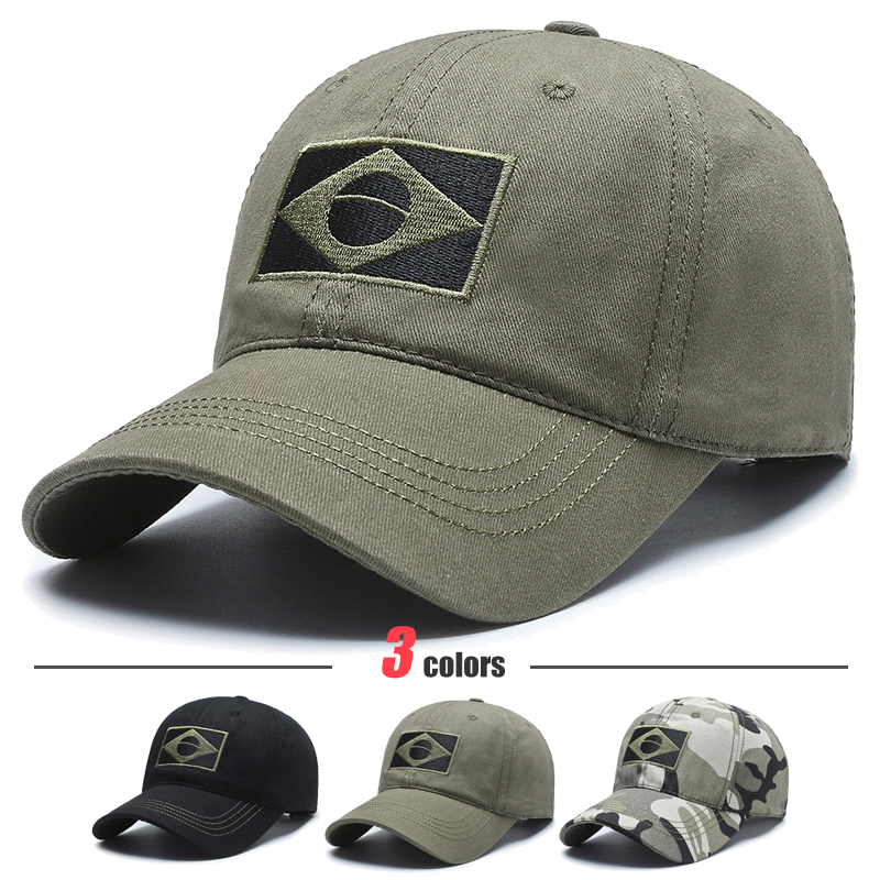 Lente en herfst nieuwe katoenen geborduurde Braziliaanse vlag baseballpet outdoor katoenen camouflage zonnehoed voor heren en dames