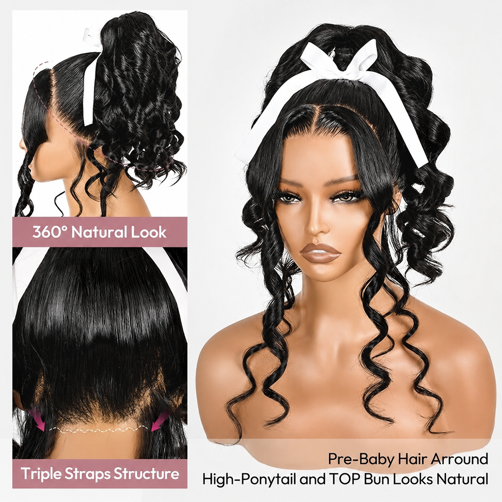Peruki z ludzkich włosów Smilegirl, 250% gęstości, fala body wave, peruki 360 full lace, niewidoczny pasek, sznurek ściągający, peruki 360 HD lace front bez kleju, peruki z ludzkich włosów.