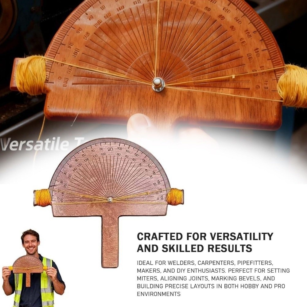 Handcrafted Precision Angle Finder Accurate Measurement Wooden Degree Tool Laser-Engraved Protractor