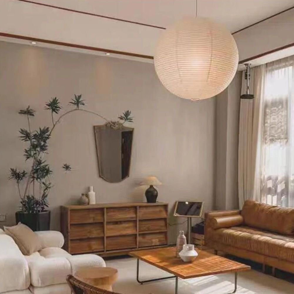 Hanging Paper Lampshade Holiday Supplies Round Modern Pendant Light Lamp Cover Classic Vintage Ceiling Light Cover Loft Bar