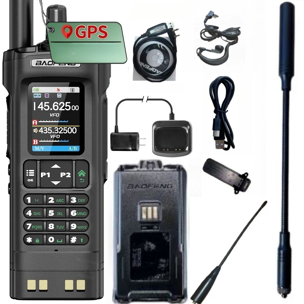 BAOFENG UV-32 GPS Walkie Talkie 10W banda aérea programación Bluetooth copia inalámbrica frecuencia banda completa FM Radio bidireccional de largo alcance