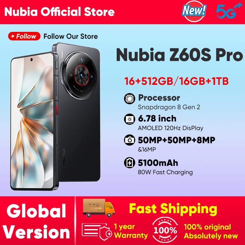 【Brand+】Nubia Z60S Pro 5G สมาร์ทโฟน Snapdragon 8 Gen 2 MyOS 14.0 หน้าจอ AMOLED 120Hz ขนาด 6.78 นิ้ว กล้อง 50+50+8 ล้านพิกเซล แบตเตอรี่ 5100mAh รองรับ NFC