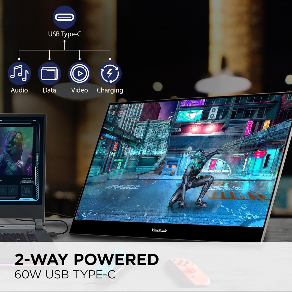 VX1655-4K-OLED 15.6 Inch 4K UHD Portable OLED Monitor with 2 Way Powered 60W USB C, Mini HDMI, Dual Speakers