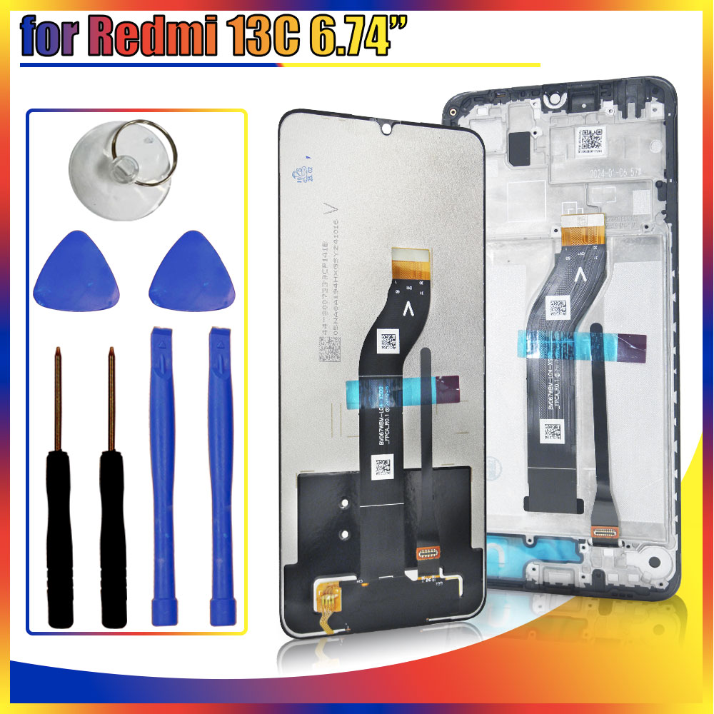 Новый ЖК-дисплей для Xiaomi Redmi 13C 2023 23108RN04Y, ЖК-дисплей, сенсорный экран, дигитайзер в сборе для Redmi 13C, ЖК-дисплей с рамкой