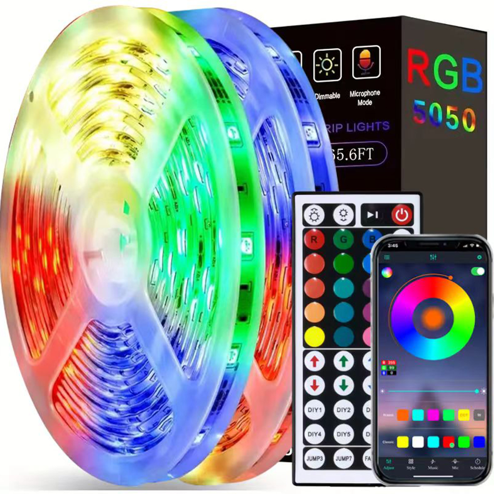 Tira de luces Led RGB de 1-40M, Bluetooth 5050, 5V, USB, Control por aplicación, cinta Led, cinta Flexible, Luces para jardín, dormitorio, fiesta