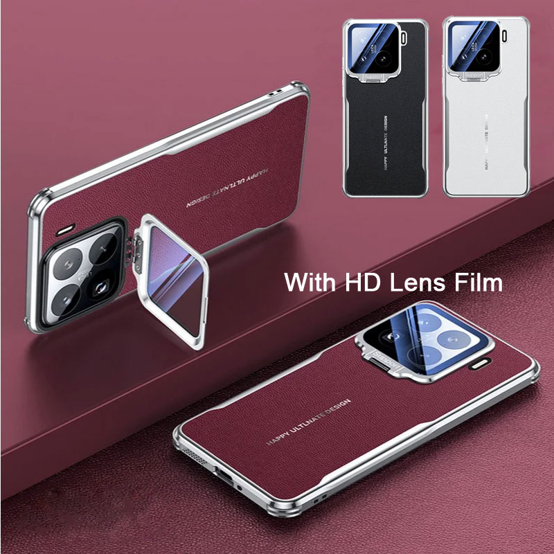 Custodia porta lenti in metallo in pelle placcatura di lusso per Xiaomi 15 Pro 15 Custodia protettiva per paraurti ultra antiurto Xiaomi Mi 15Pro