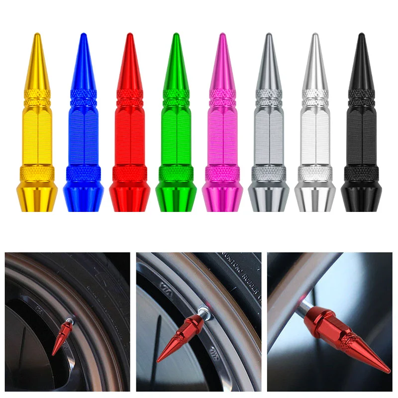 Universal nuevo 4 Uds tornillos de cabeza de bala tapas de válvula modificaciones personalizadas puntas de válvula puntiagudas neumáticos de bicicleta y motocicleta