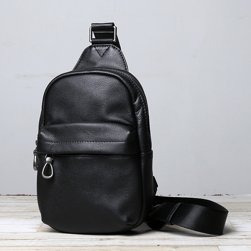Novo saco de peito de couro masculino bolsa crossbody de couro macio lazer ao ar livre mochila crossbody camada superior bolsa de ombro no peito
