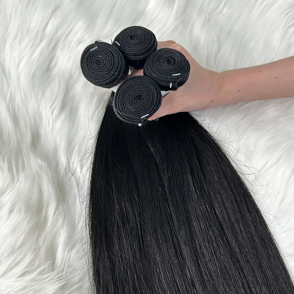 Extensiones de Cabello Humano Liso de 30-34 Pulgadas, Paquetes de Cabello Virgen 100% Humano Natural Brasileño para Mujeres Negras