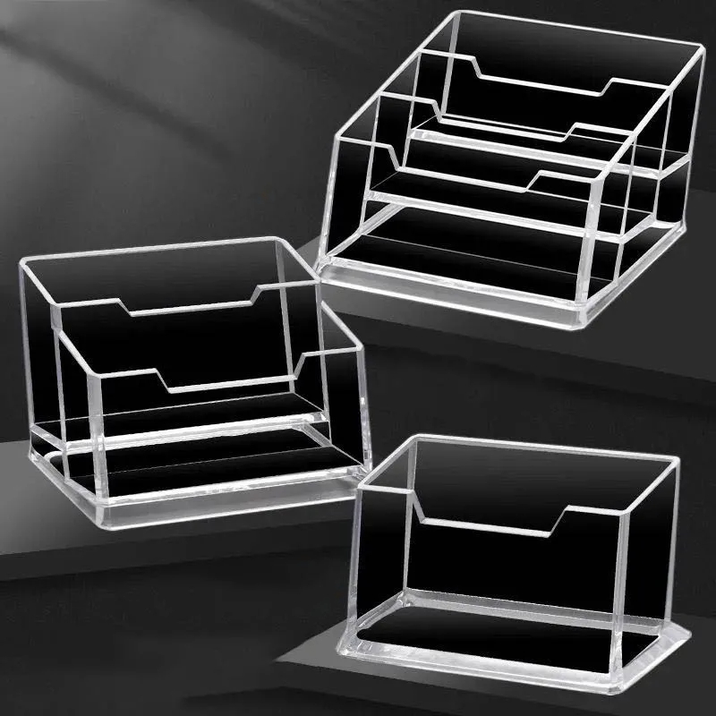 1PCS Clear Acrylic Plastic Transparent Desk Shelf Box Storage Display Stand Business Card Holder for Office Use