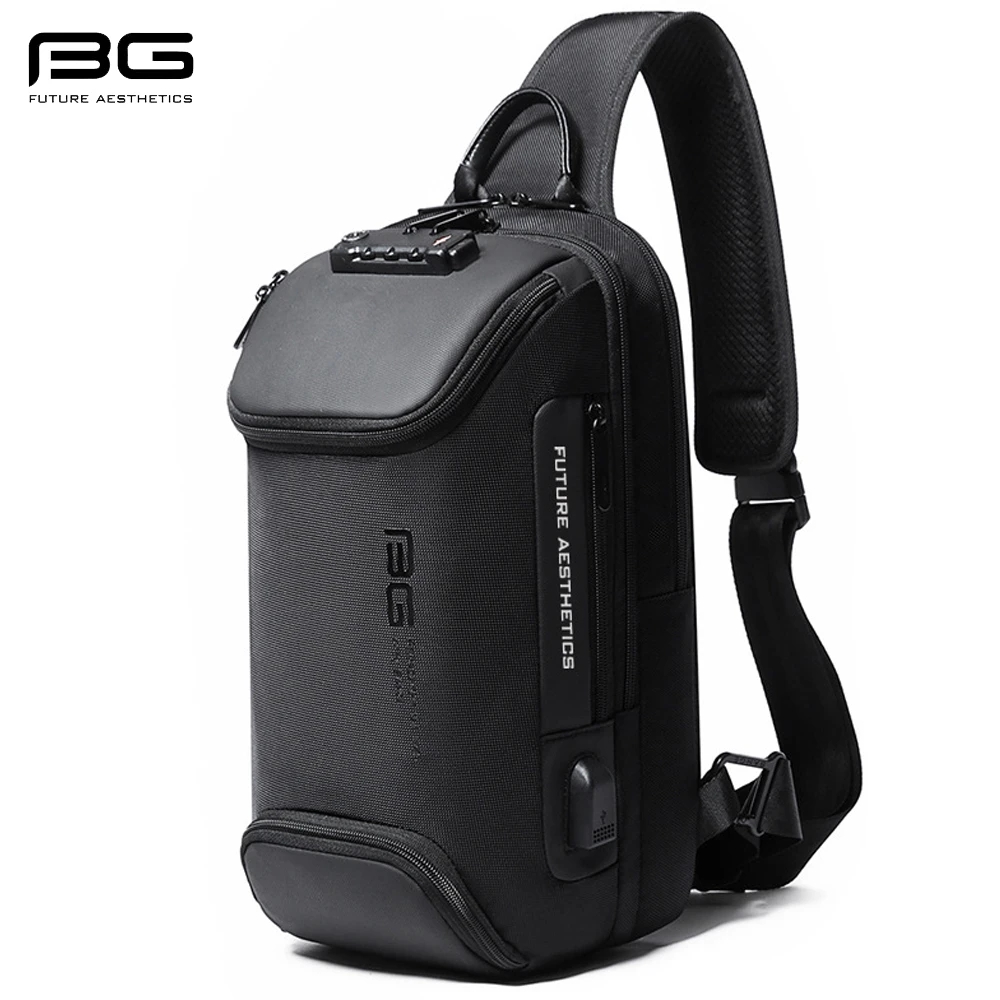 BANGE Nouveau Modèle Classique Sac Bandoulière Antivol pour Homme, Léger, avec Port USB, pour Affaires et Extérieur