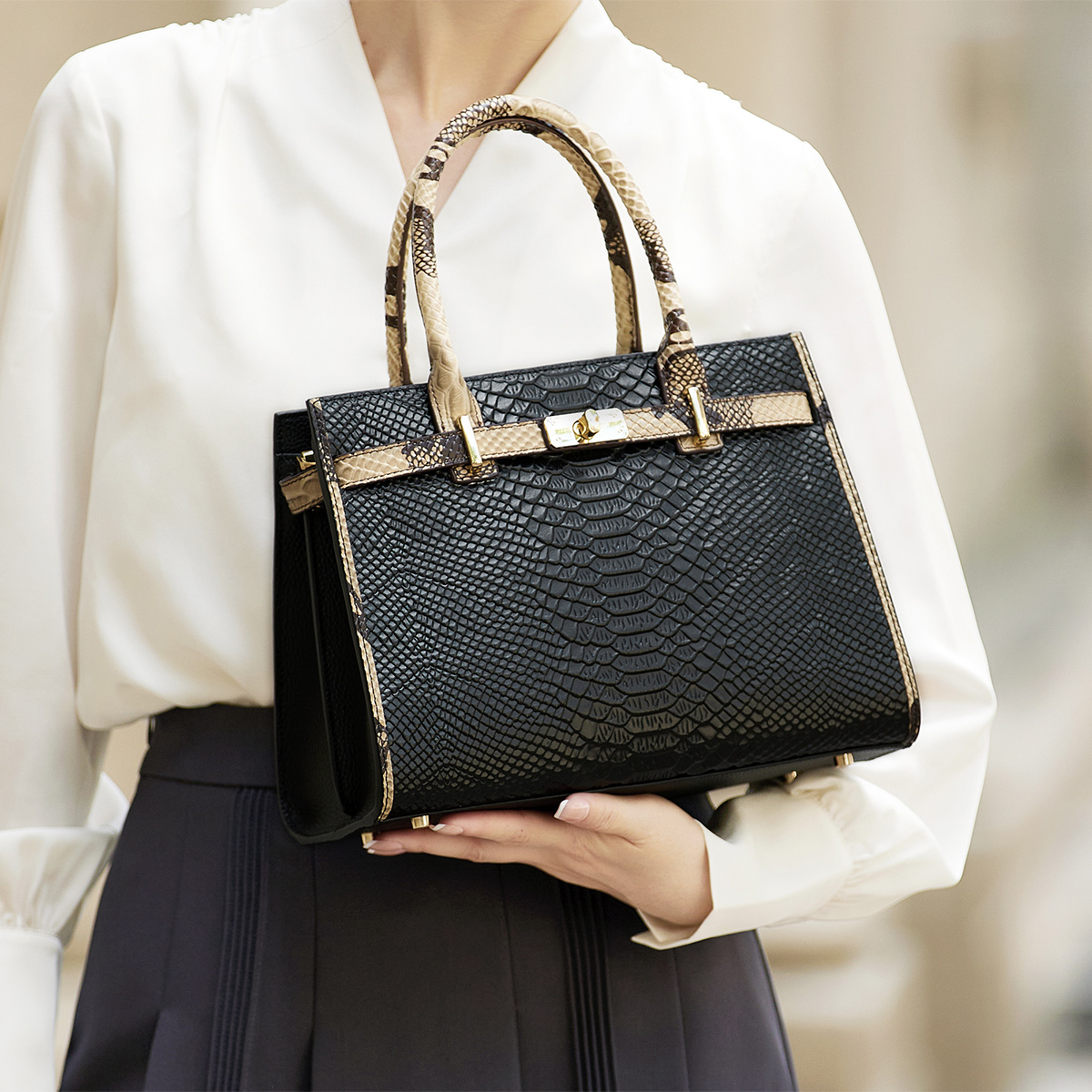 ZOOLER Borsa a tracolla singola in vera pelle al 100% di marca calda da donna d'affari Borse con motivo animale nero Borse di fascia alta # YC350