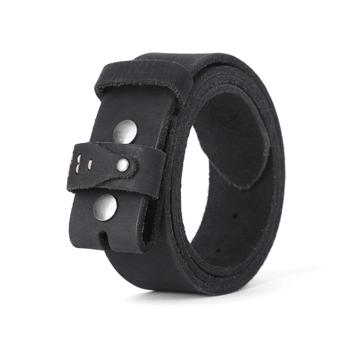 BISON DENIM 3.8cm Width Top Layer Cowhide Leather Belt for Men and Women Vintage No Buckle Casual Belts Fit Daily Wear