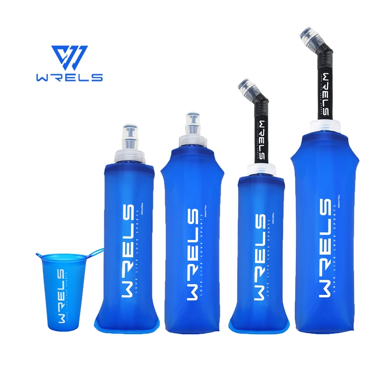 WRELS Bottiglia d'acqua pieghevole TPU Boccetta morbida pieghevole senza BPA Sport all'aria aperta Escursionismo Campeggio Corsa Borraccia morbida portatile