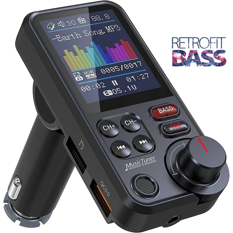 Transmisor FM inalámbrico para coche, adaptador de Radio, carga rápida Aux QC3.0, sonido de graves y agudos, música, reproductor MP3 compatible con Bluetooth