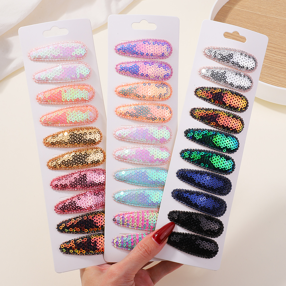 Pinces à cheveux en métal BB à paillettes dégradées coréennes, épingles à cheveux faites à la main pour enfants, Barrettes, couvre-chef, accessoires pour filles, 10 pièces/ensemble