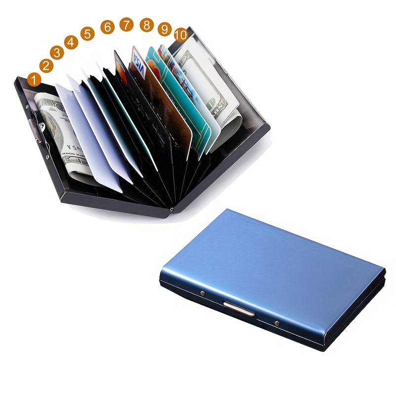Porte-cartes RFID, Portefeuille en métal pour cartes de crédit avec 6 ou 10 emplacements, protection anti-émission pour hommes et femmes, porte-monnaie sécurisé