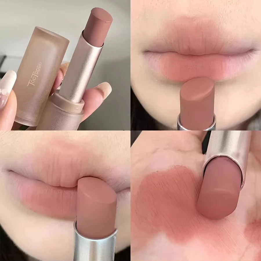 6-farbiger, mattierter Samt-Lippenstift, seidige Textur, ohne zu trocknen, einfach aufzutragen, langanhaltender, nicht klebender Samt-Mist-Lippenstift