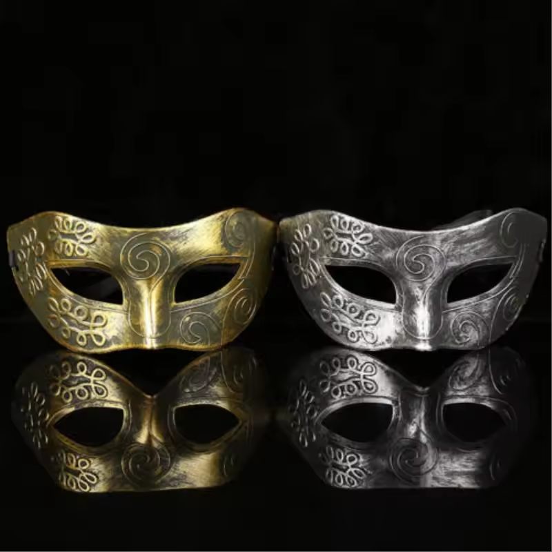 ハロウィンマスク大セール パーティーフェイスマスク 可愛いメンズ バーニッシュ加工アンティークシルバー/ゴールド ベネチアン マルディグラ 仮面舞踏会マスク