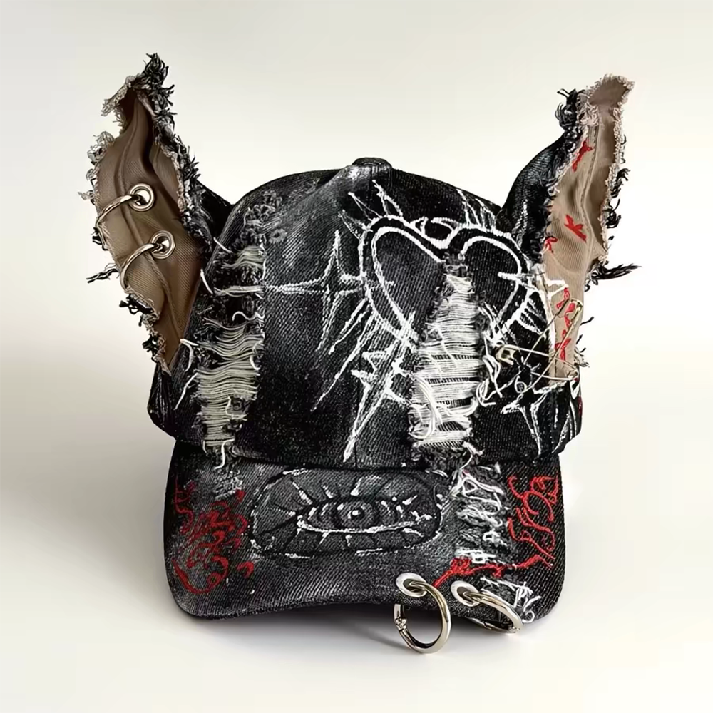 NUEVA Gorra de Béisbol Y2K 2026 para Chicas, con Orejas Estereoscópicas, Estilo Vaquero, Lavado con Graffiti, Hip Hop, para Mujeres y Hombres, para Fiestas y Equipos