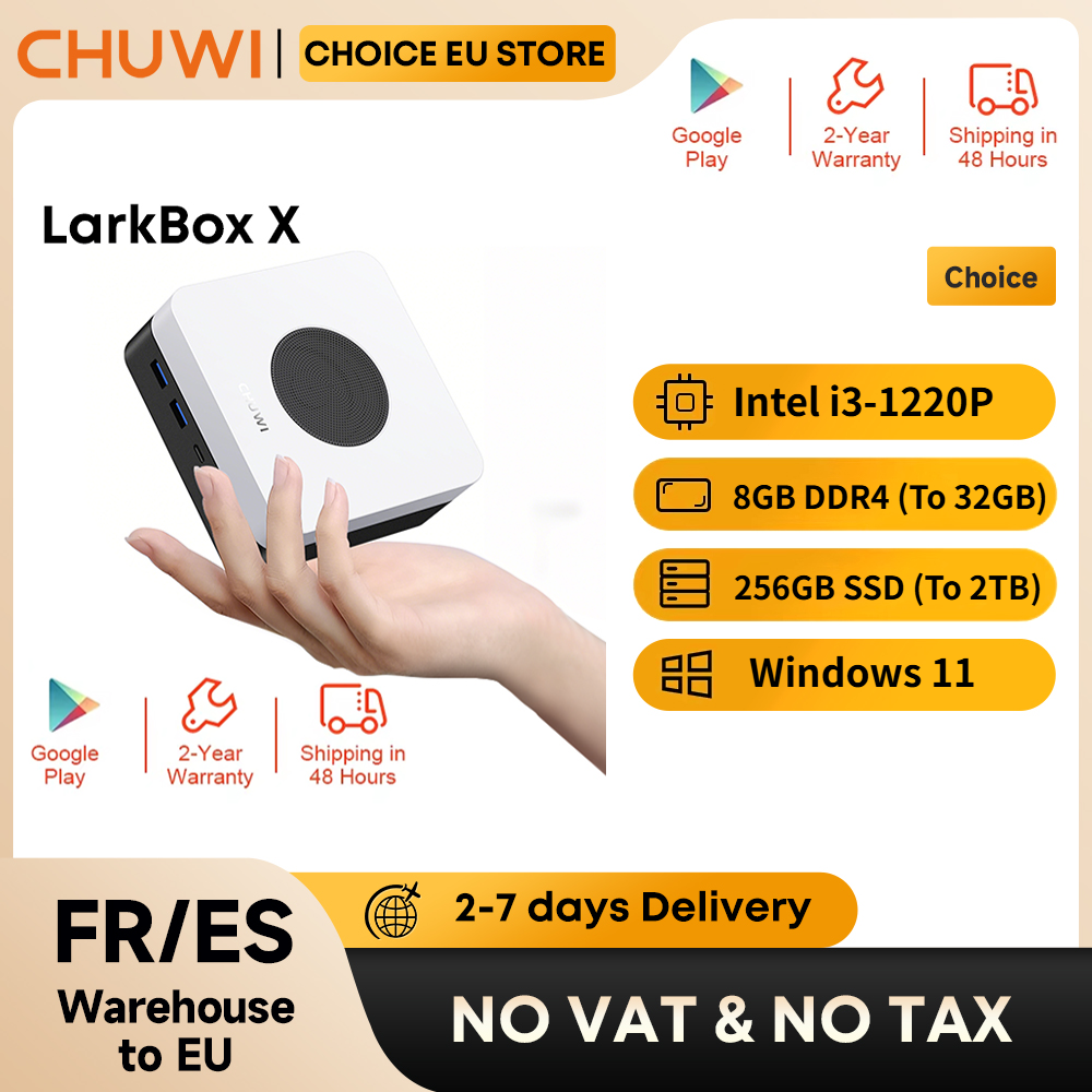 CHUWI LarkBox X Mini PC Intel i3-1220P 8GB RAM 256GB SSD WiFi 6 Komputer stacjonarny