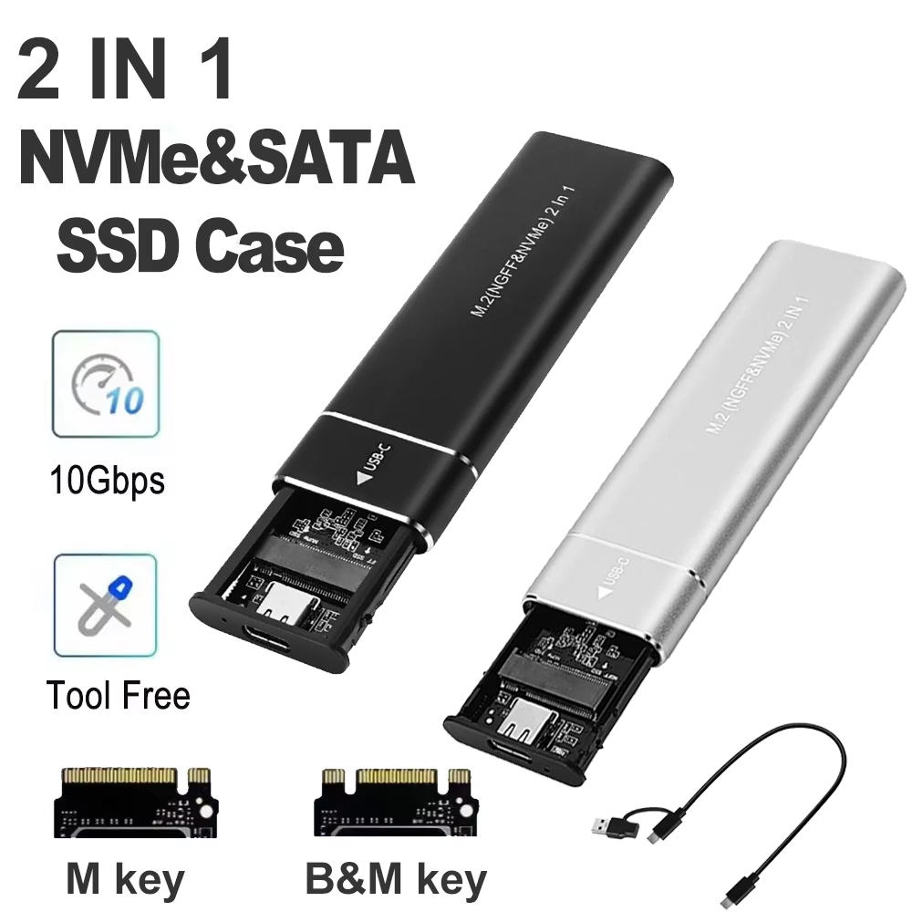 Корпус M2 SSD с двумя протоколами M.2 NVME SATA Внешний корпус M.2 — USB3.1 Тип C SSD-адаптер для NVME PCIE NGFF SATA SSD Дисковая коробка