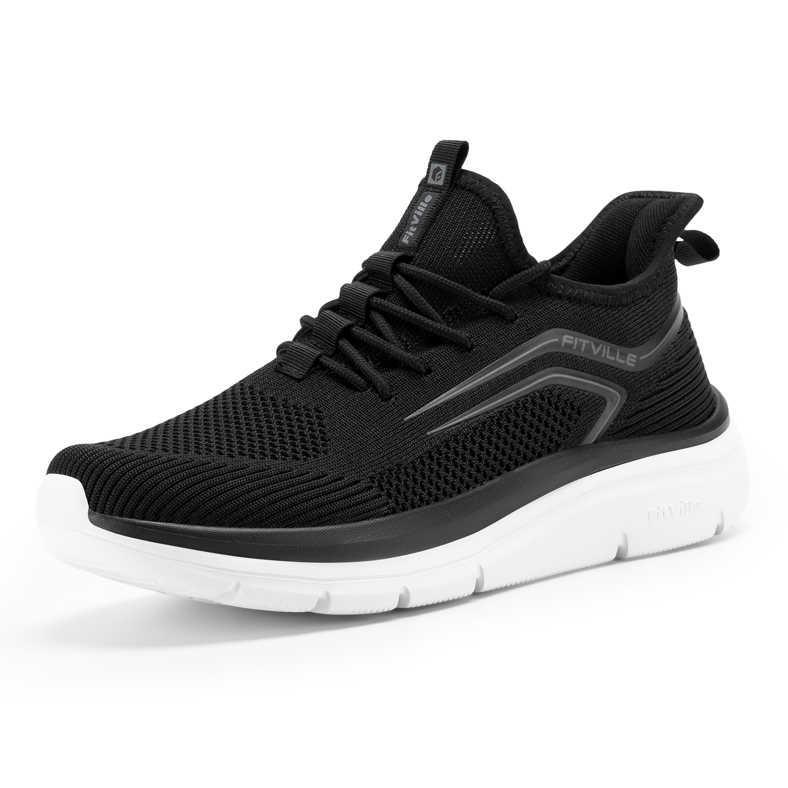FitVille Men's Extra Wide Toe Box Thick Sole Running Sneakers, Lightweight Cushioned Orthopedic Footwear with Arch Support, Outdoor Comfort Shoes for Swollen Feet Bunions Flat Feet