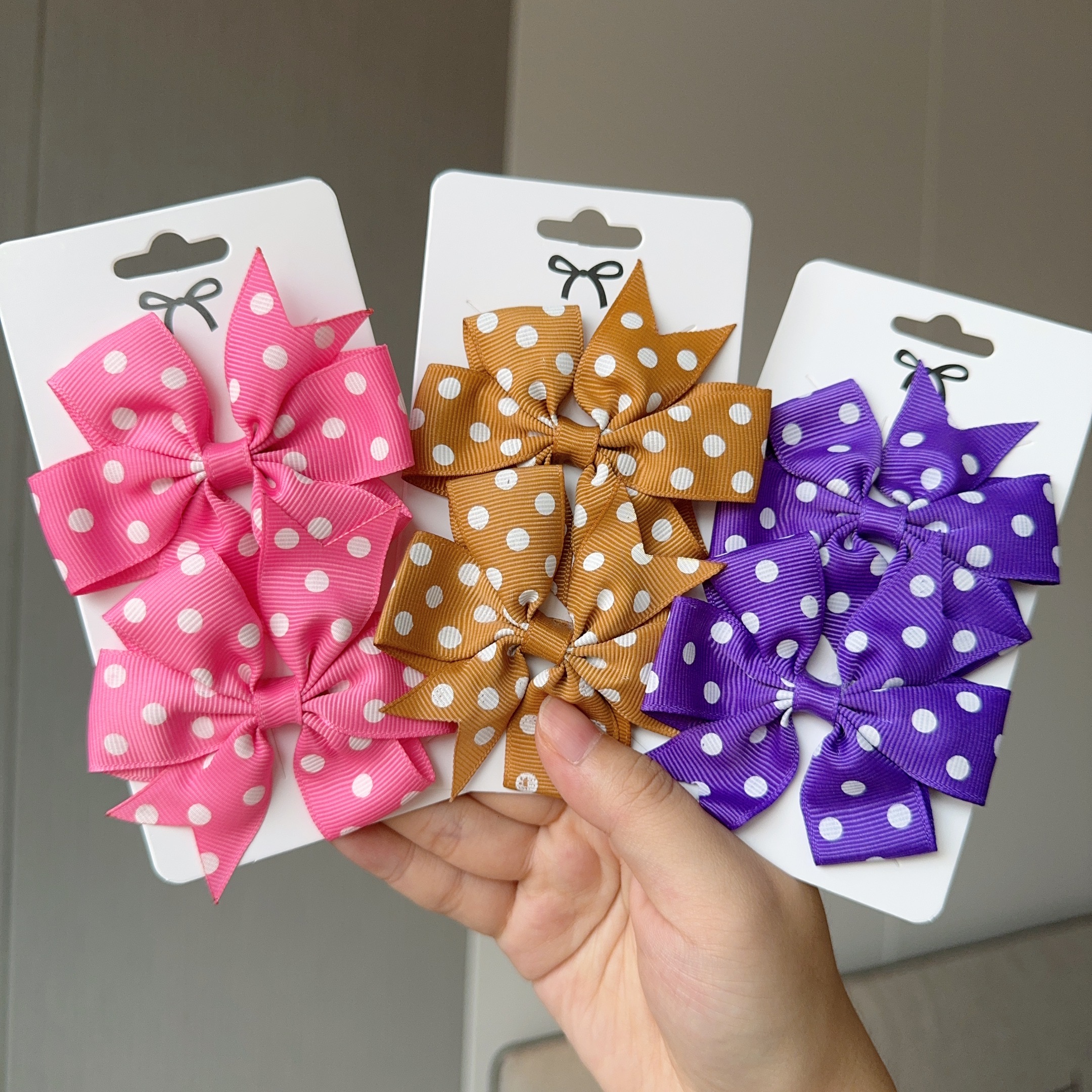 2 pçs meninas bonito impressão dot arcos acessórios para o cabelo grampos de cabelo feitos à mão arcos grampo de cabelo kawaii criança acessórios