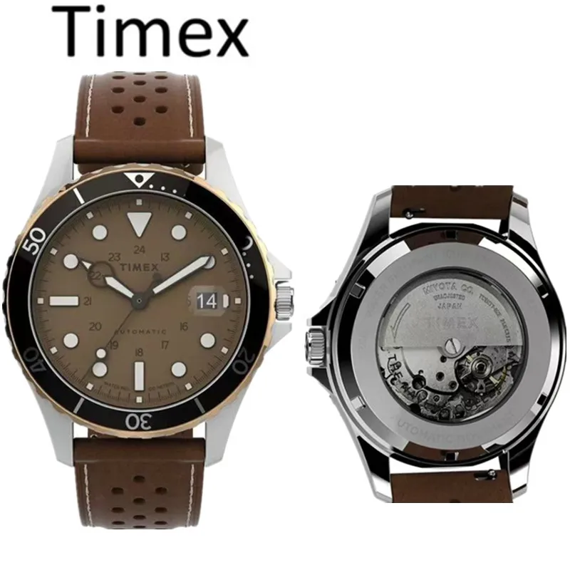 TIMEX Orologio meccanico automatico Orologio subacqueo impermeabile antigraffio da uomo americano in acciaio inossidabile Orologio da lavoro per il tempo libero