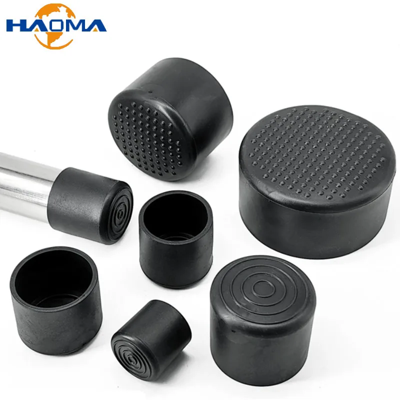 Black PVC Chair Leg Round Caps Table Furniture Feet Pipe Tubing End Cover Socks Plug Floor Protection Non-Slip Pad