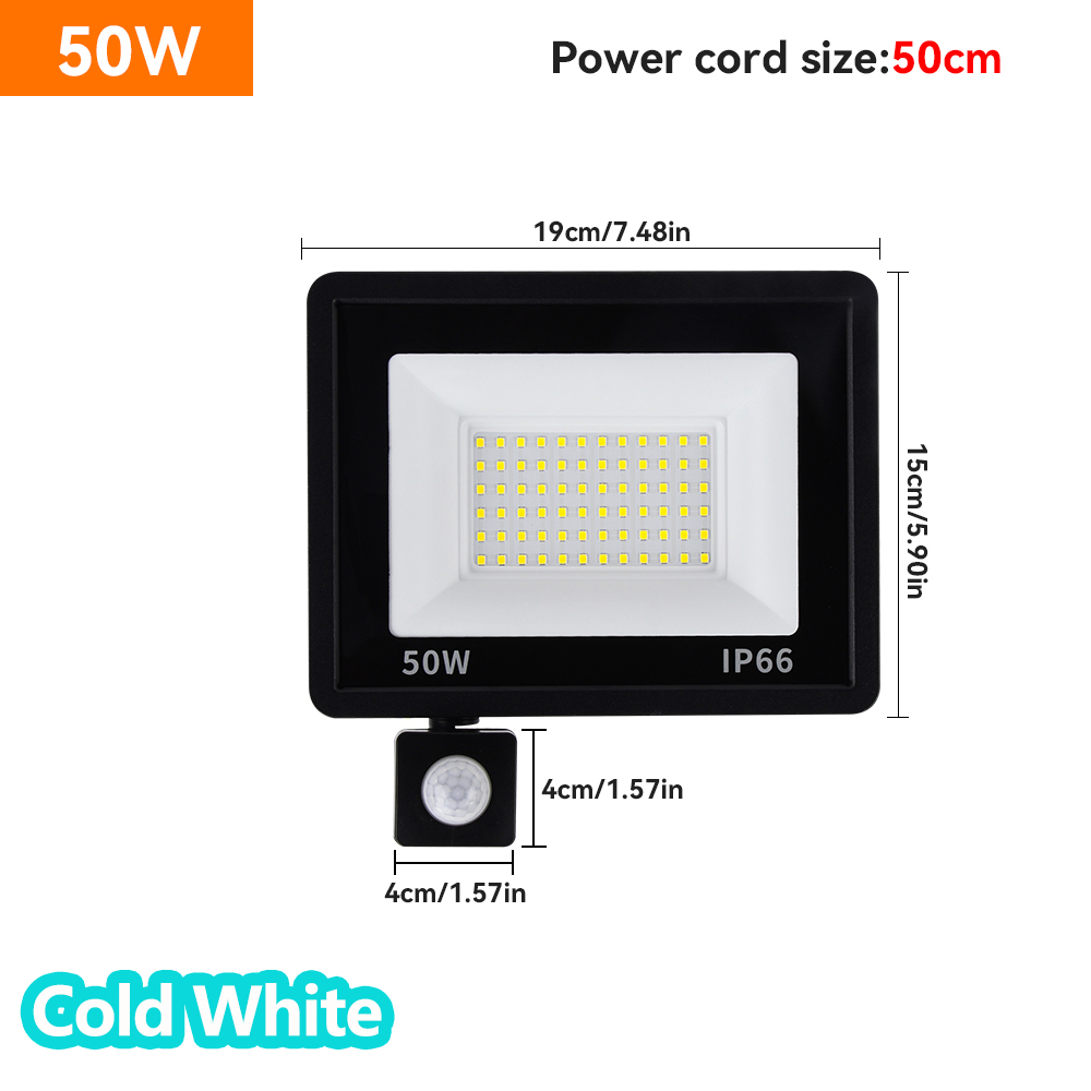 Kaltweißer LED-Flutlichtstrahler, 50 W, wasserdichter Flutlichtstrahler, Außenleuchte, Garten- und Platzbeleuchtung, Garagenbeleuchtung, Straßenbeleuchtung