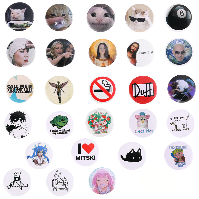 Alfileres de solapa circulares, insignias esmaltadas de Manga bonitas, broches de Metal de Anime para mujeres, amigos, mochilas, arte, Hijab, Avatar, joyería para ropa