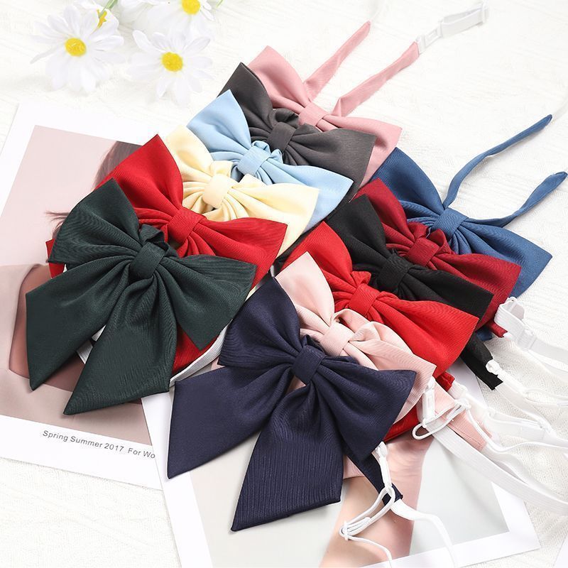 Estudantes temporada escolar vermelho sólido laço para mulheres uniforme colarinho borboleta cravats meninas arcos jk camisa vestido pescoço usar laços