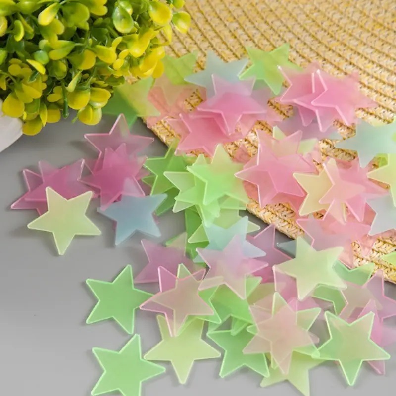 Glow In The Dark Star Wall Stickers, Luminous Plastic Stars Ceiling Decals for Bedroom Kids Room Home Decor