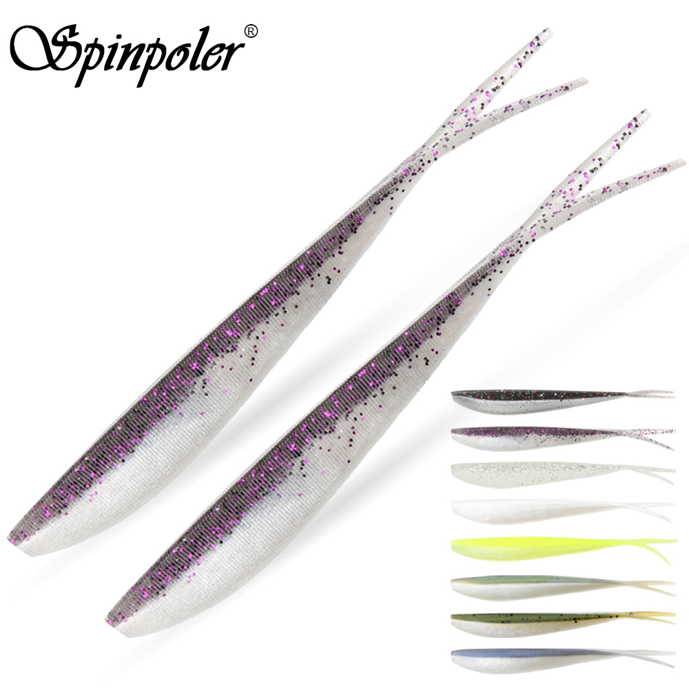 Spinpoler 2" 3" 4" weiche Angelköder Jerk Minnow Shad Drop Shot Soft Bait Swimbait Split Tail für Bass Forelle Pike Walleye Pesca