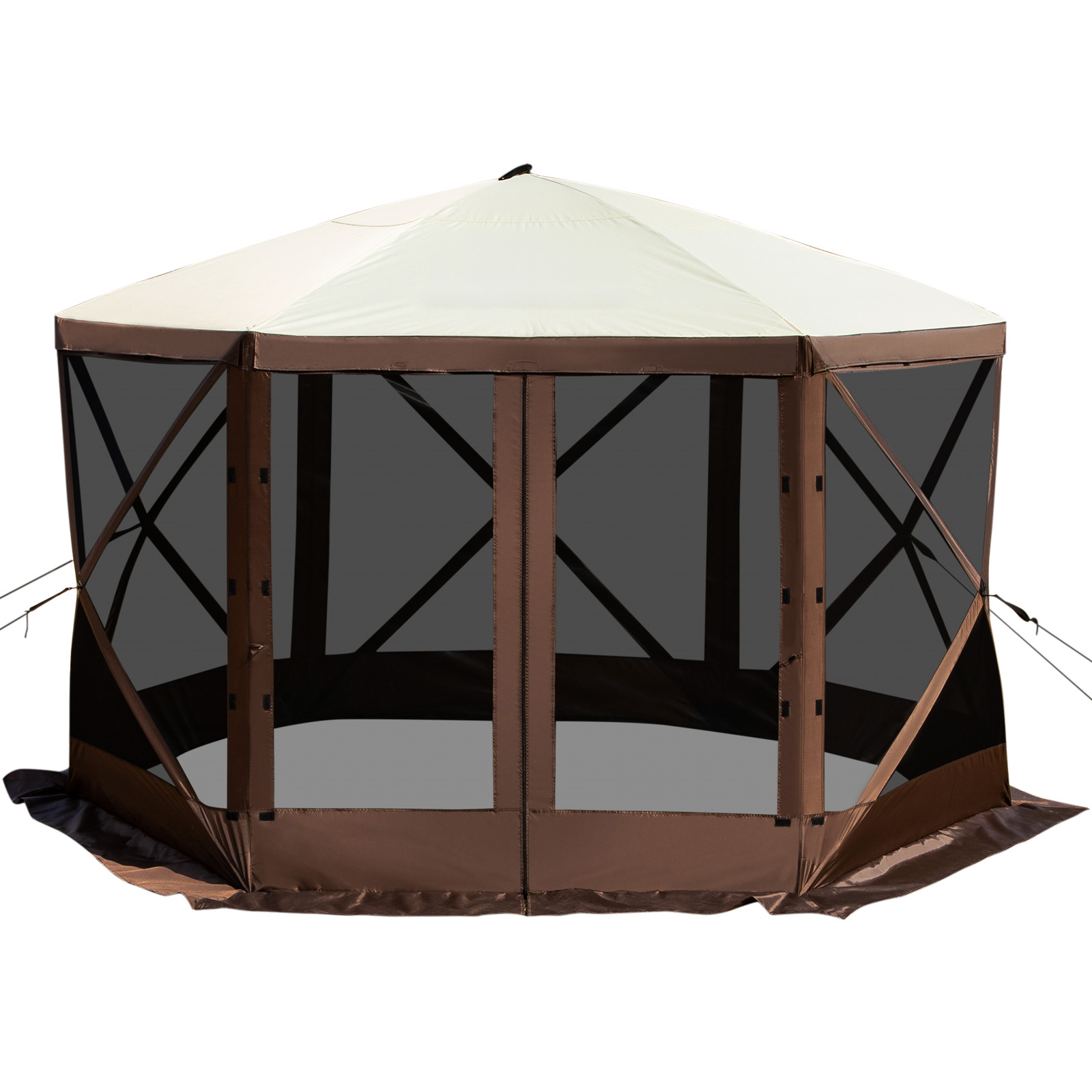 SucceBuy Pop-Up Berkemah Gazebo Berkemah Kanopi Penampungan 6 Sisi 12' X 12' / 10' X 10' Tenda & Kanopi Naungan Matahari Berkemah & Mendaki