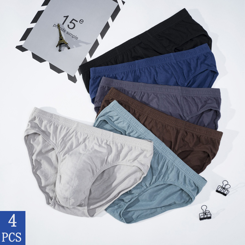 4 unids/lote de calzoncillos transpirables 100% de algodón para hombre, ropa interior cómoda para hombre, bragas de lencería, calzoncillos Plue talla Xl -5Xl
