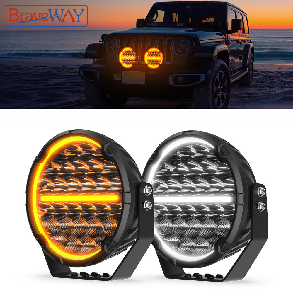 BraveWAY 9-calowe światło drogowe LED dla ciężarówek terenowych 6,5-calowe światło robocze LED dla JEEP dla Forda dla HUMMER dla LandRover dla Dodge