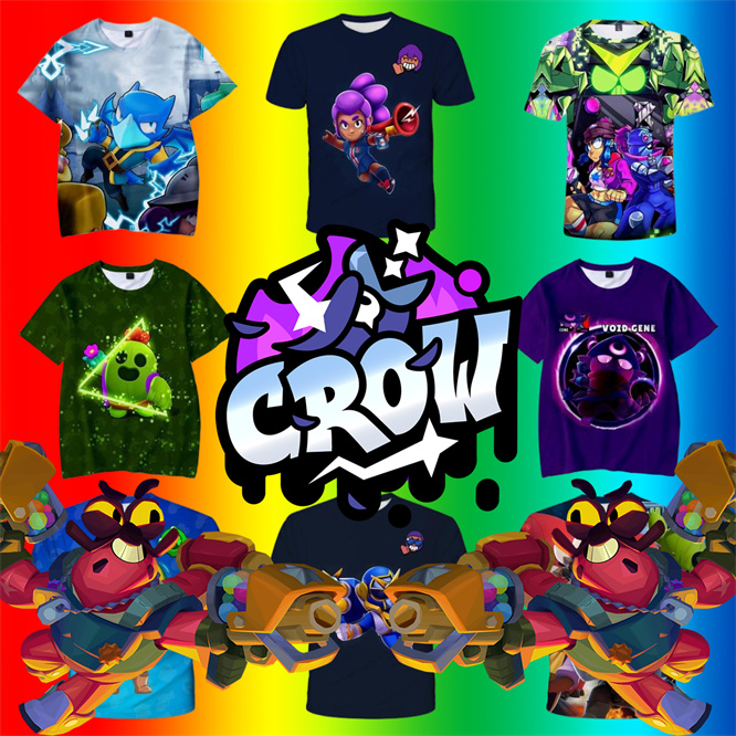 Supercell Kids Zomer T-shirts 6-16 Jaar Jongens Star-Spelers Anime Crow Cartoon Brawlers-Game Leon 3D Casual Tops voor Kinderen