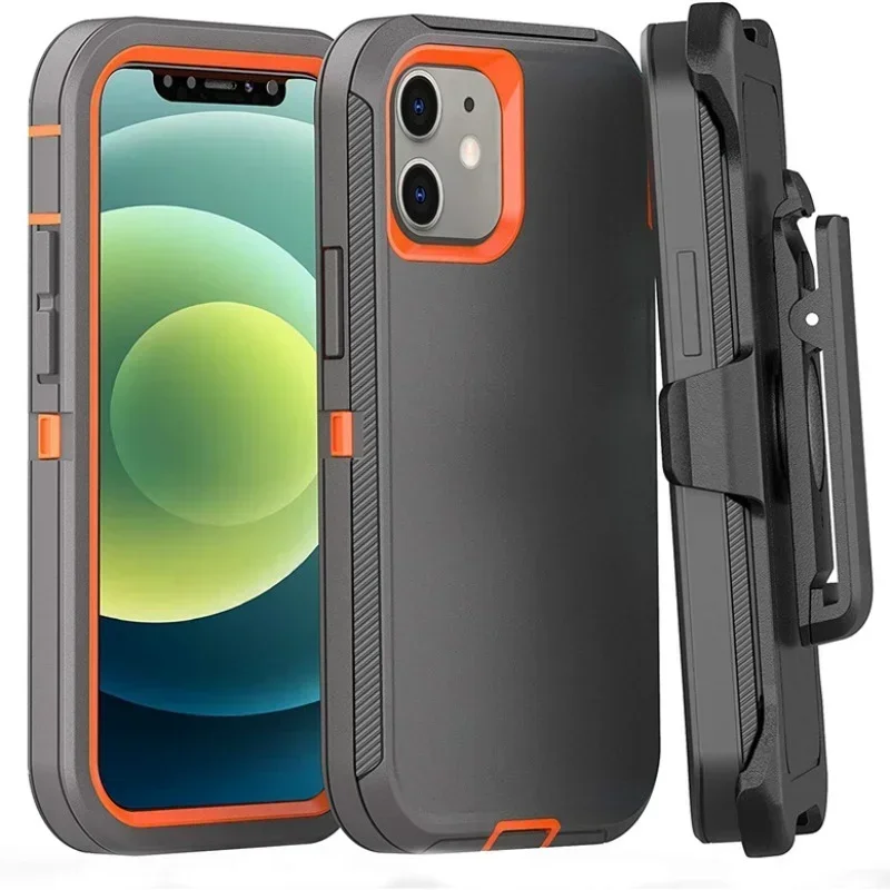 3 in 1 Militaire Armor Schokbestendig Telefoonhoesje Voor IPhone 16 15 14 13 12 11 Pro Max 14 Plus XS XR Otter Case Box Riemclip Cover