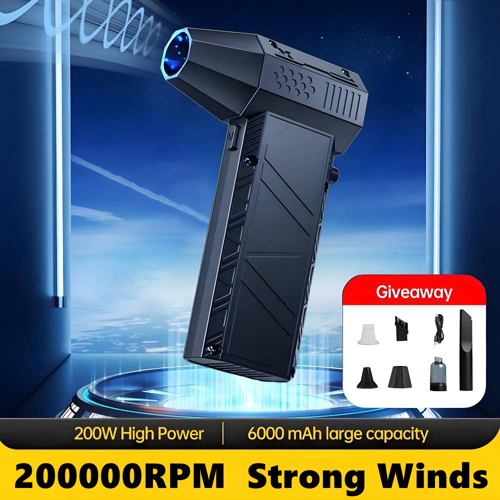 X6 เครื่องเป่าลมอันทรงพลัง 200000 RPM Brushless รุนแรงพัดลมเครื่องดูดฝุ่นฝุ่นลมแรง 53 เมตร/วินาที Turbo Jet Blower Type-C ชาร์จใหม่