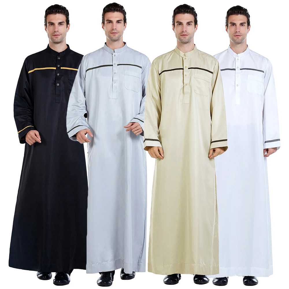 Ropa musulmana de Thobe Jubba Abaya para hombres, árabe saudí, bata islámica de Dubái, caftán, ropa tradicional, vestido de manga larga, Eid Ramadán