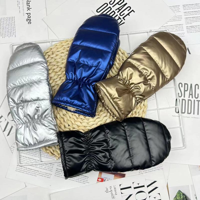 Mulheres inverno manter quente mais cashmere dedos completos luvas à prova dwaterproof água superfície brilhante ao ar livre ciclismo esqui
