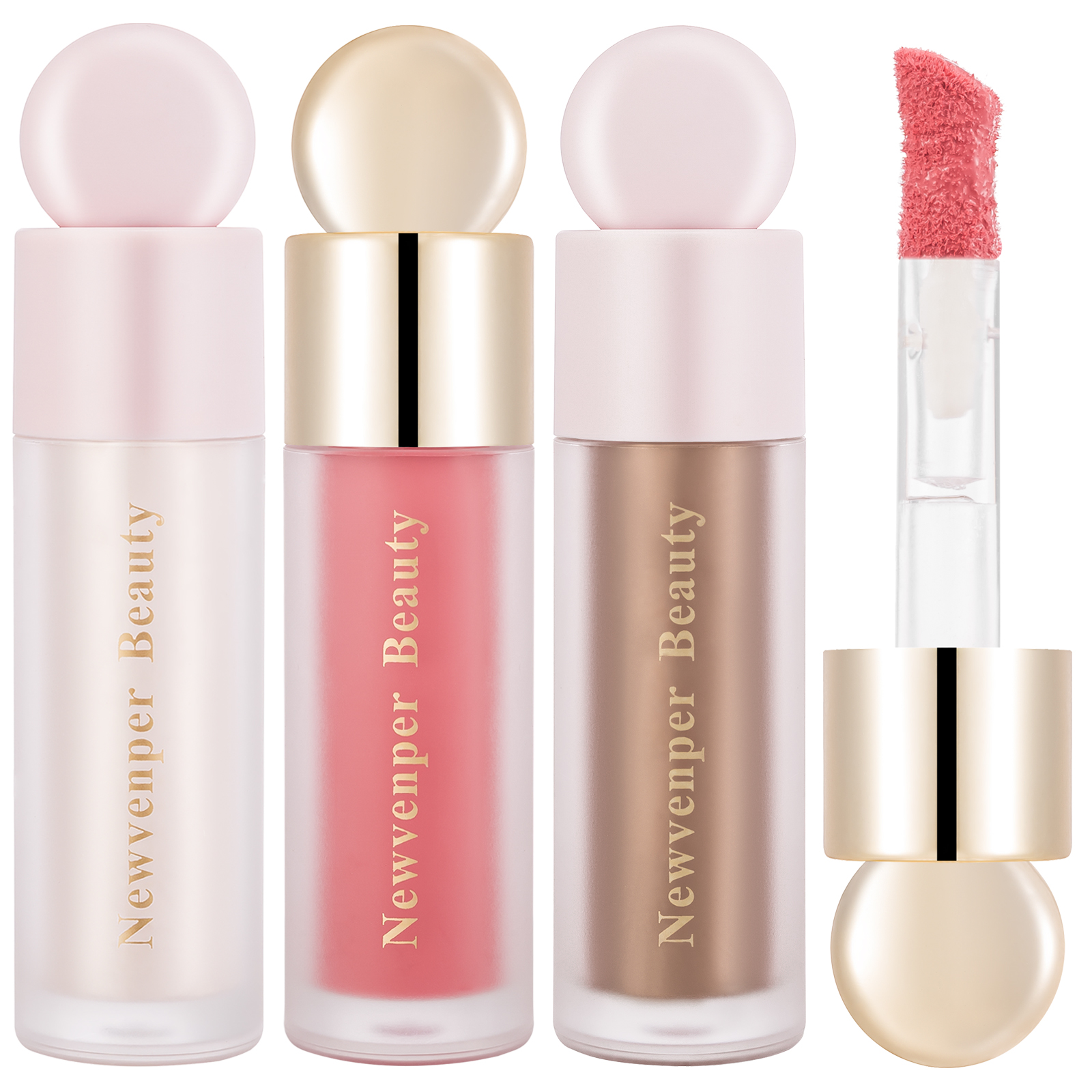 Vloeibare Markeerstift + Vloeibare Blush + Vloeibare Contour Voor Gezicht & Lichaam, Hoge Glanzende Afwerking, Natuurlijke Gloed Vloeibare Luminisator Make-Up