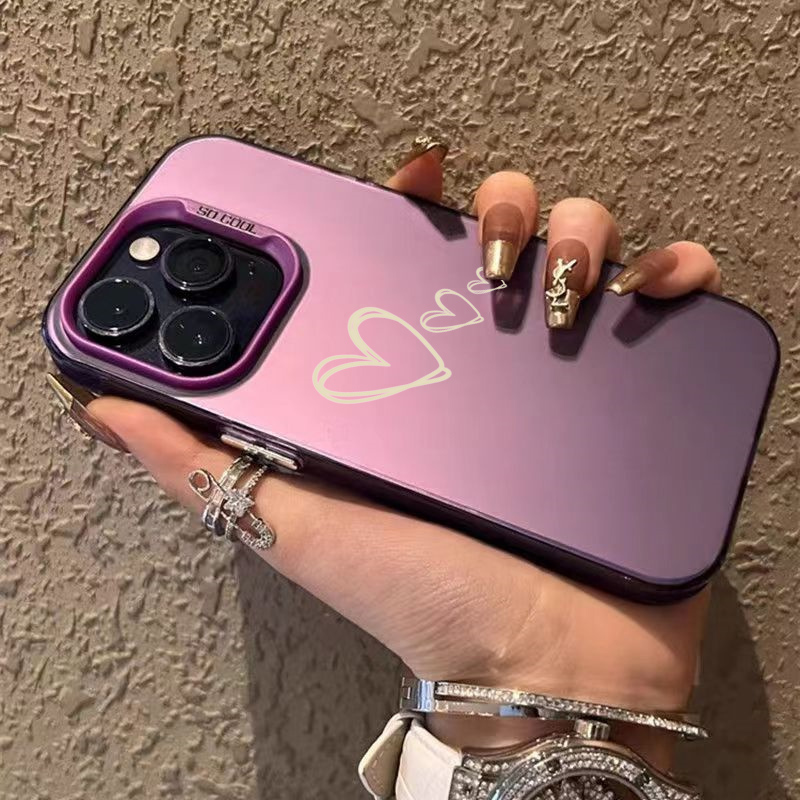 เคสโทรศัพท์สำหรับ iPhone 17 16 11 12 13 14 15 Pro Max 16 Plus 16E 17 Air ลายหัวใจ ดีไซน์ TPU แข็งแรง ทนทาน กันกระแทก ผิวด้าน