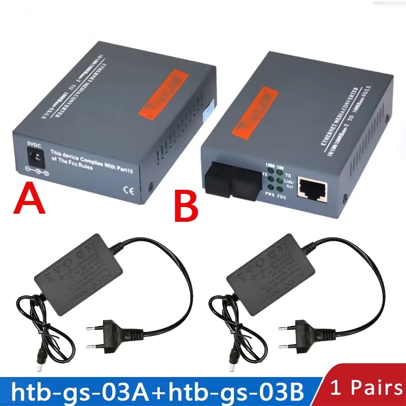 FASO 1 ペアギガビット光ファイバメディアコンバータ HTB-GS-03 A&B 1000Mbps シングルモードシングルファイバ SC ポート外部電源