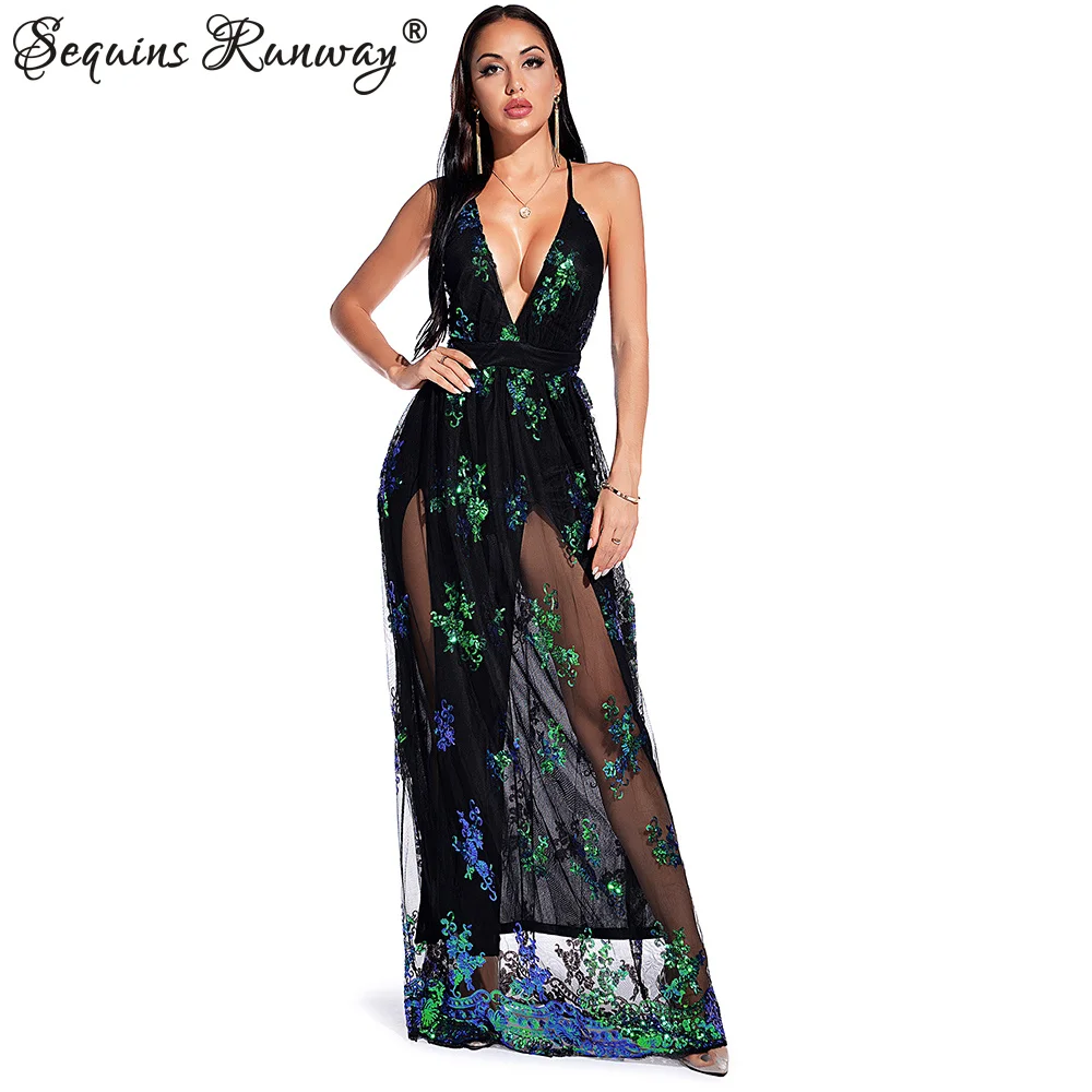 Vestidos de Fiesta Sensuales para Mujer, Estilo Vintage 2026, Verde, con Lentejuelas, Maxi, Verano, Elegantes, Espalda Descubierta, Ajustados, Largos, Vestidos de Noche