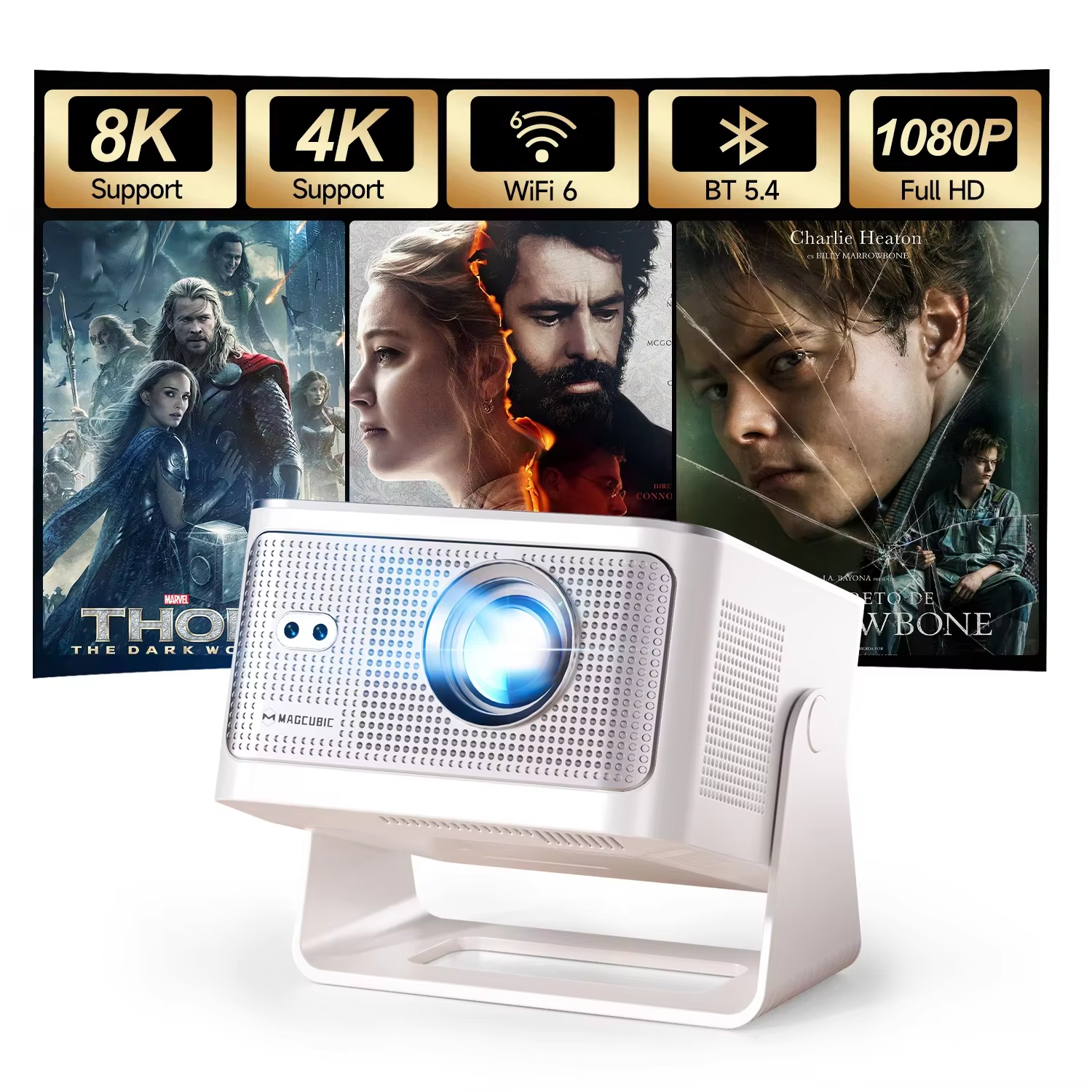 Magcubic Android14 Allwinner H726 900ANSI Autofocus Native 1080P 8K HY350Max Projector met Wifi6 BT5.4 Draagbare Filmprojector voor Buiten