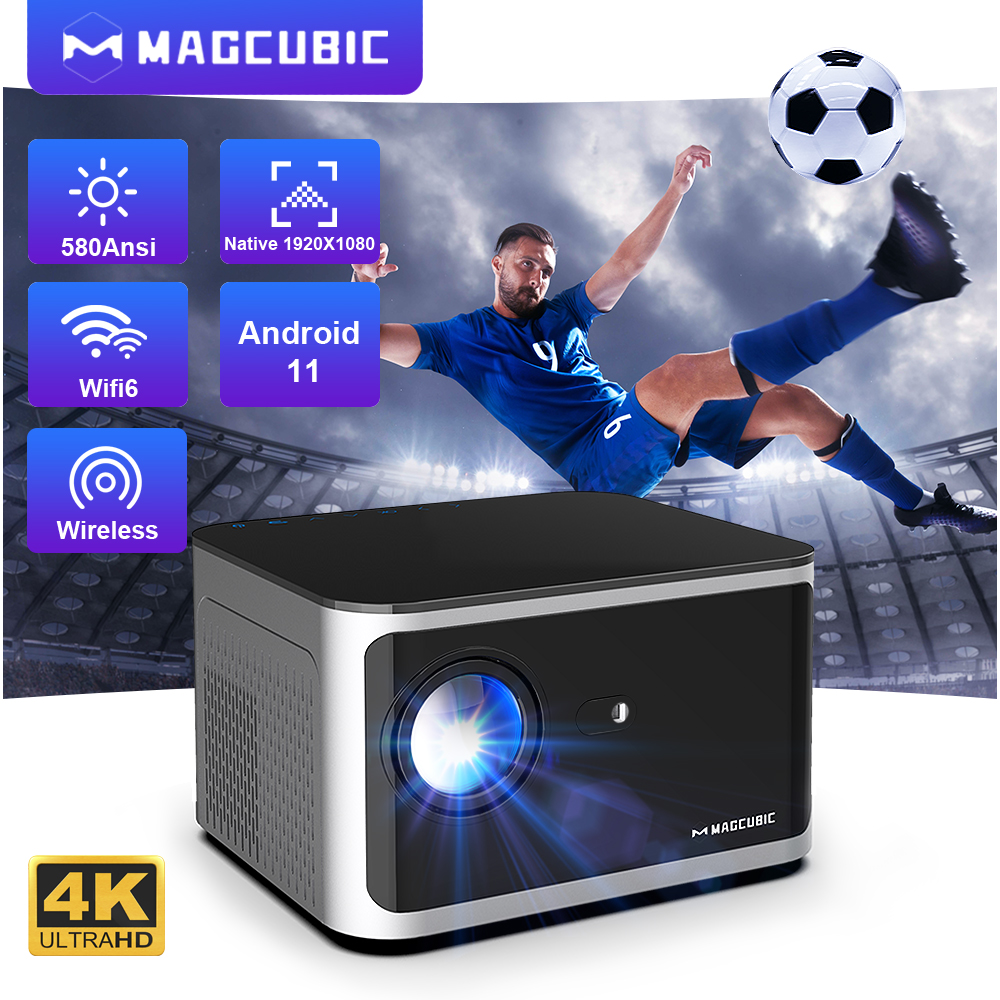 Magcubic Android 11 4Kสมาร์ทโปรเจคเตอร์ 580ANSI 1920*1080P Full HD Wifi6 BT5.0 Allwinner H713 ควบคุมเสียงโฮมเธียเตอร์
