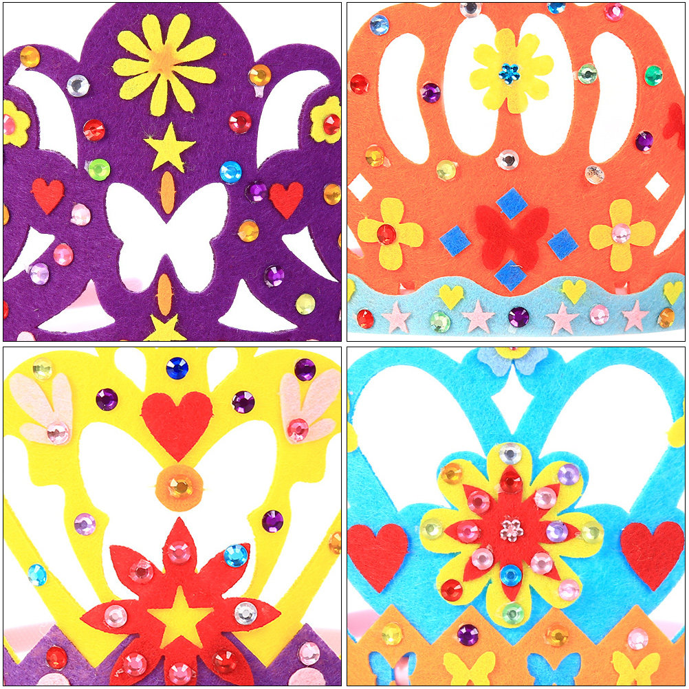 6Sets Birthday Crown Hat Craft Kit Kids Party Accessories DIY Headwear Gift for Children Creative Development Fun Art Project